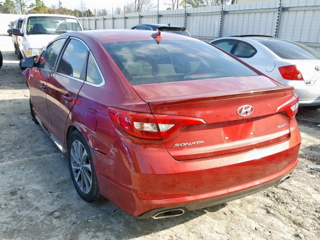 5NPE34AF7FH156510 - 2015 HYUNDAI SONATA SPO RED photo 3