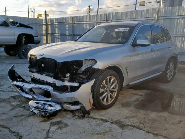 5UXTR7C51KLA48595 - 2019 BMW X3 SDRIVE3 SILVER photo 2