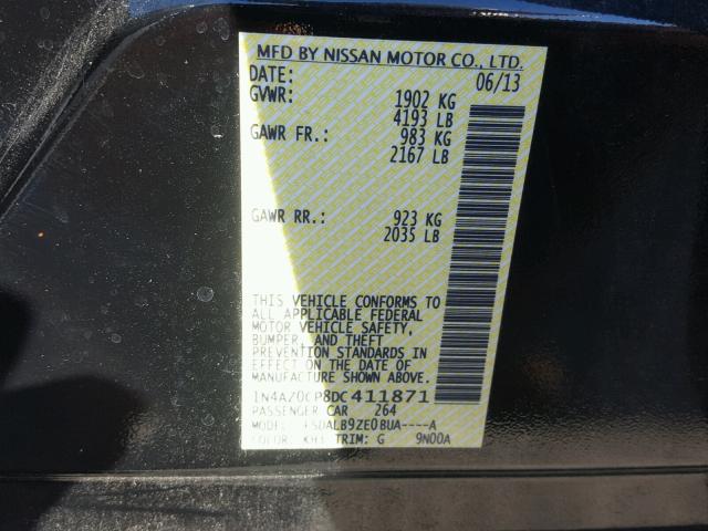 1N4AZ0CP8DC411871 - 2013 NISSAN LEAF S BLACK photo 10