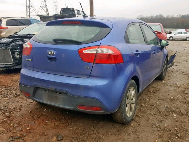 KNADN5A34F6435504 - 2015 KIA RIO EX BLUE photo 4