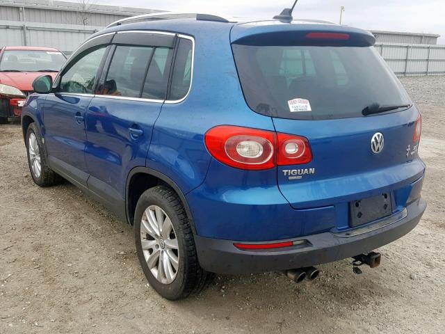 WVGBV75N39W000538 - 2009 VOLKSWAGEN TIGUAN SE BLUE photo 3