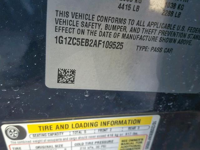 1G1ZC5EB2AF109525 - 2010 CHEVROLET MALIBU 1LT BLUE photo 10