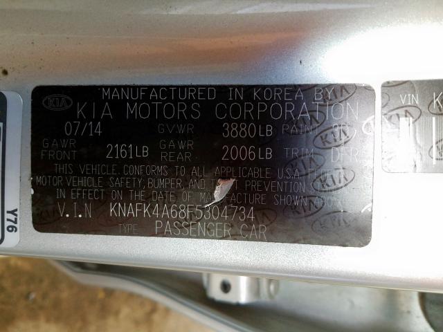 KNAFK4A68F5304734 - 2015 KIA FORTE LX  photo 10