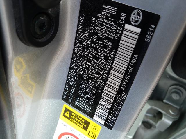 4T4BF1FK4GR565684 - 2016 TOYOTA CAMRY LE  photo 10