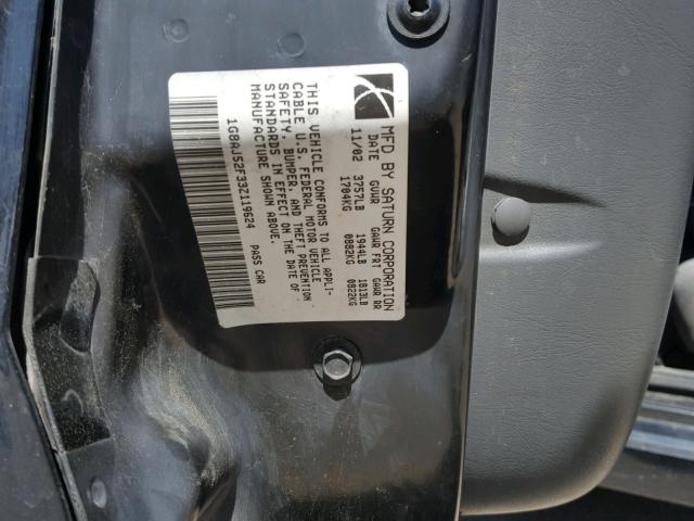 1G8AJ52F33Z119624 - 2003 SATURN ION LEVEL BLACK photo 10