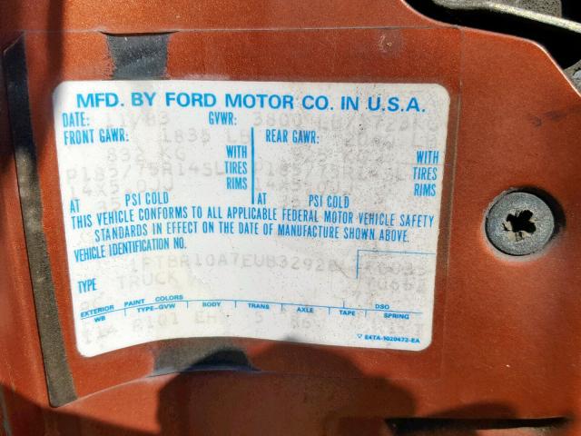 1FTBR10A7EUB32928 - 1984 FORD RANGER GOLD photo 10