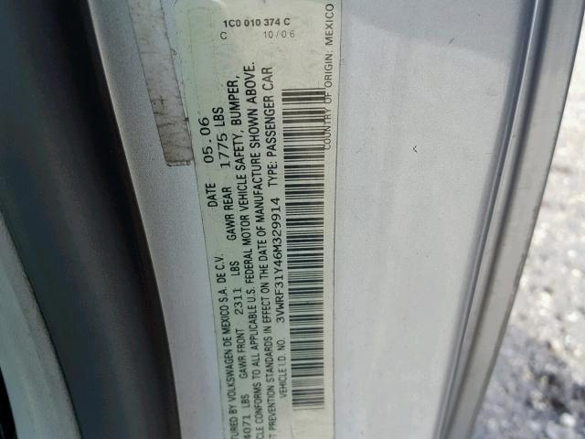 3VWRF31Y46M329914 - 2006 VOLKSWAGEN NEW BEETLE Silber Foto 10