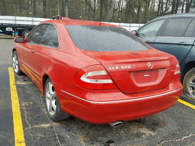 WDBTJ65J45F166068 - 2005 MERCEDES-BENZ CLK 320C RED photo 3