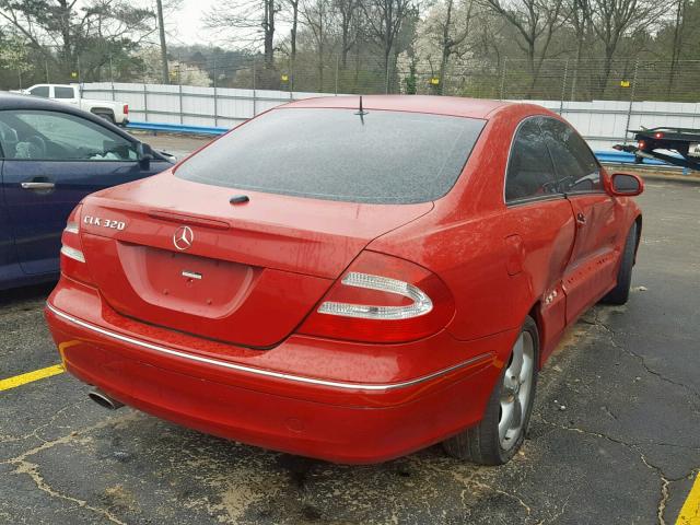 WDBTJ65J45F166068 - 2005 MERCEDES-BENZ CLK 320C RED photo 4