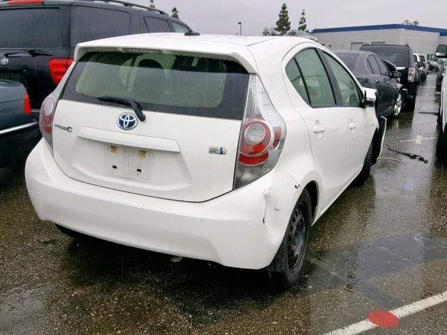 JTDKDTB32D1547678 - 2013 TOYOTA PRIUS C WHITE photo 4