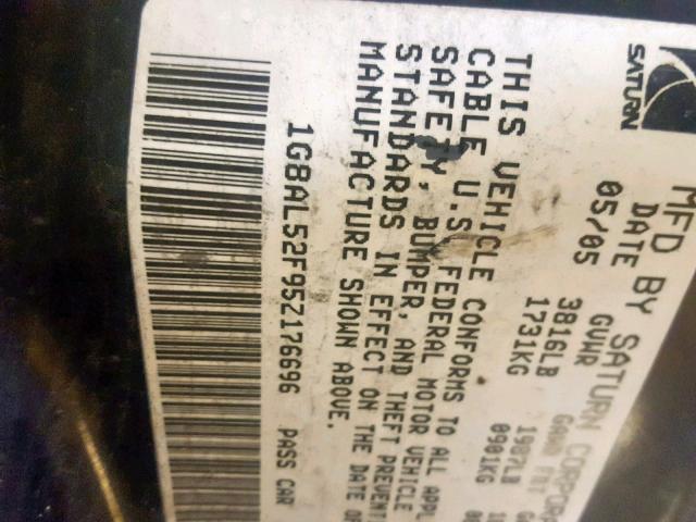 1G8AL52F95Z176696 - 2005 SATURN ION LEVEL CHARCOAL photo 10