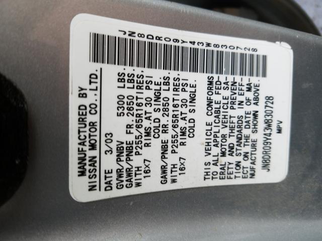 JN8DR09Y43W830728 - 2003 NISSAN PATHFINDER LE  ფოტო 10