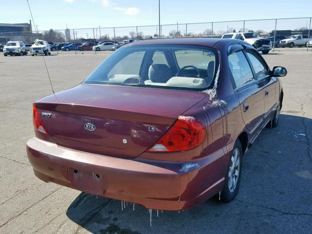 KNAFB121025182981 - 2002 KIA SPECTRA BA RED photo 4