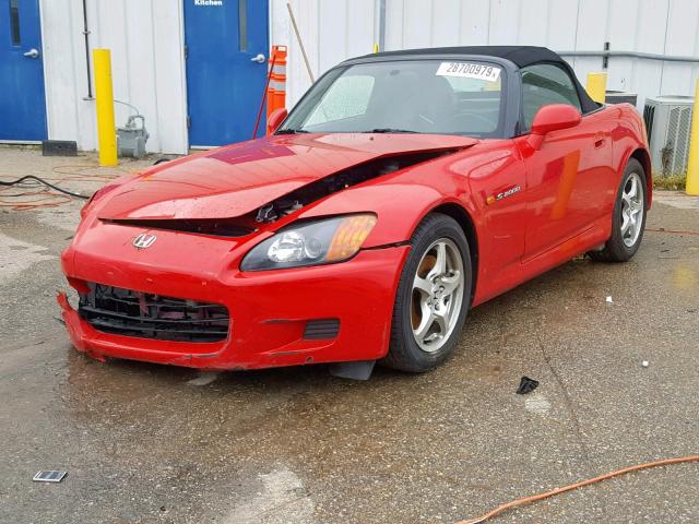 JHMAP11452T002768 - 2002 HONDA S2000 RED photo 2