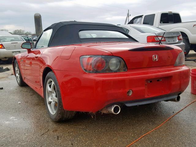 JHMAP11452T002768 - 2002 HONDA S2000 RED photo 3