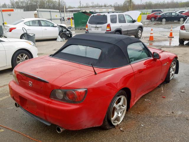 JHMAP11452T002768 - 2002 HONDA S2000 RED photo 4