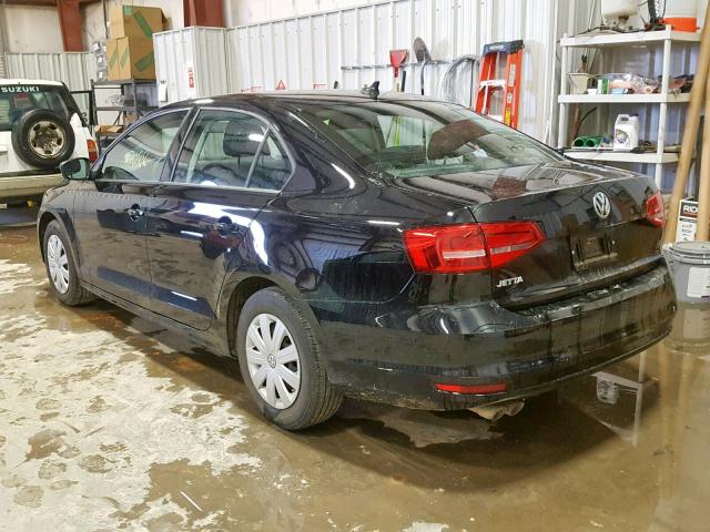 3VW2K7AJ6FM414521 - 2015 VOLKSWAGEN JETTA BASE BLACK photo 3