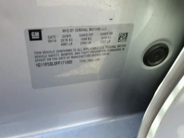 1G11F5SL0FF171885 - 2015 CHEVROLET MALIBU LTZ ვერცხლისფერი ფოტო 10