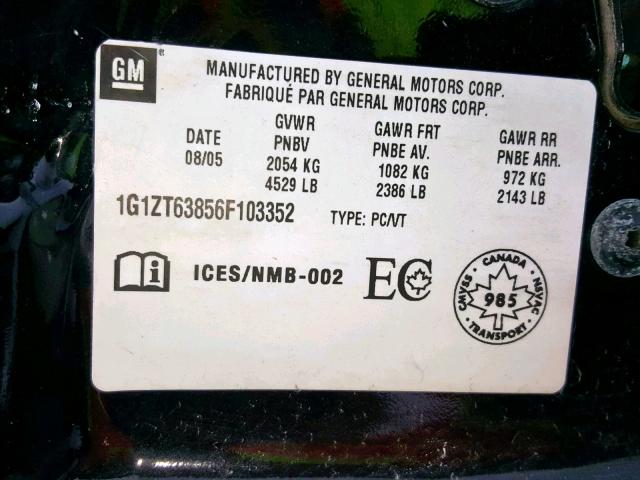 1G1ZT63856F103352 - 2006 CHEVROLET MALIBU MAX BLACK photo 10
