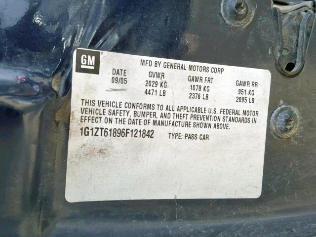 1G1ZT61896F121842 - 2006 CHEVROLET MALIBU MAX 蓝色 照片 10