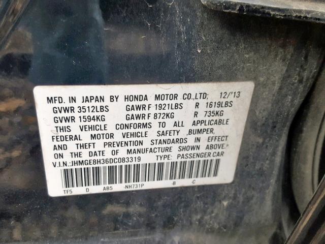 JHMGE8H36DC083319 - 2013 HONDA FIT BLACK photo 10