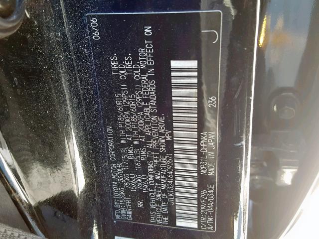 JTLKT324164093571 - 2006 TOYOTA SCION XB BLACK photo 10