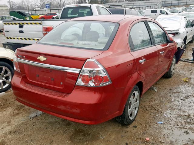 KL1TG56E69B619994 - 2009 CHEVROLET AVEO LT RED photo 4