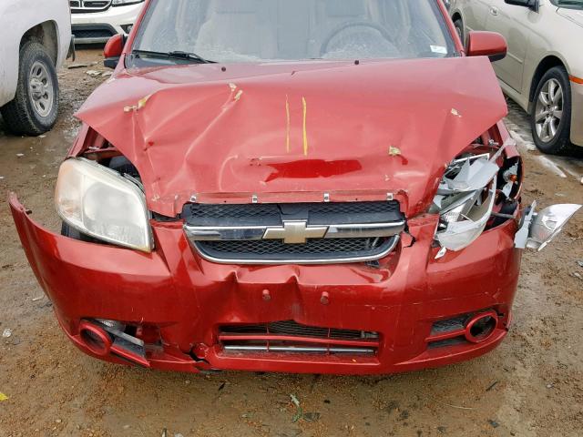 KL1TG56E69B619994 - 2009 CHEVROLET AVEO LT RED photo 7