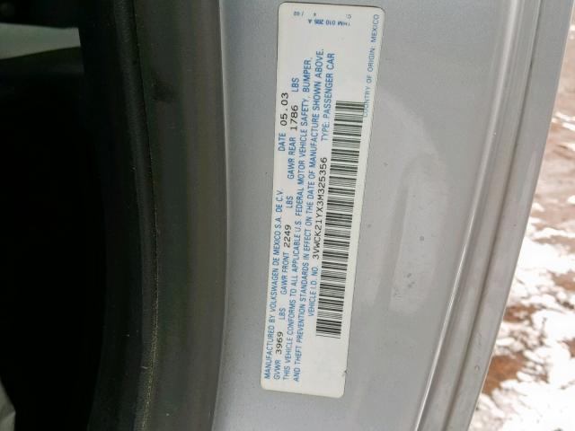 3VWCK21YX3M325356 - 2003 VOLKSWAGEN NEW BEETLE Silber Foto 10