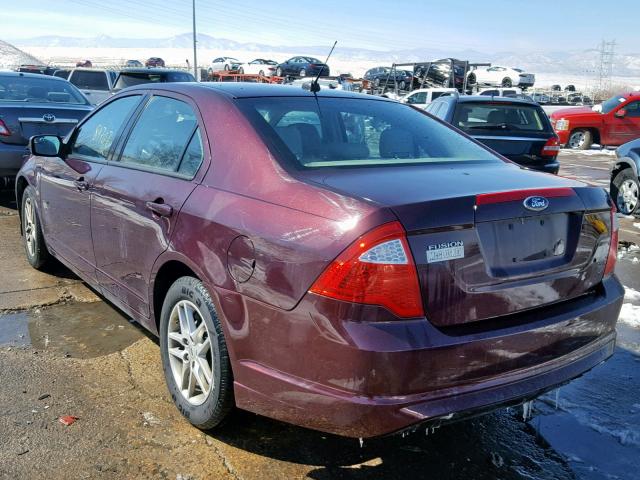 3FAHP0GAXCR329263 - 2012 FORD FUSION S MAROON photo 3