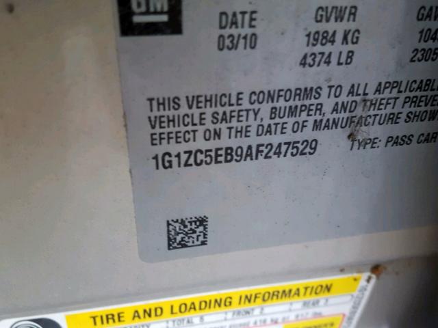 1G1ZC5EB9AF247529 - 2010 CHEVROLET MALIBU 1LT GOLD photo 10