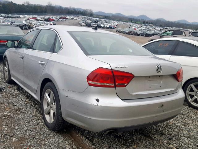 1VWBP7A32CC046337 - 2012 VOLKSWAGEN PASSAT SE SILVER photo 3