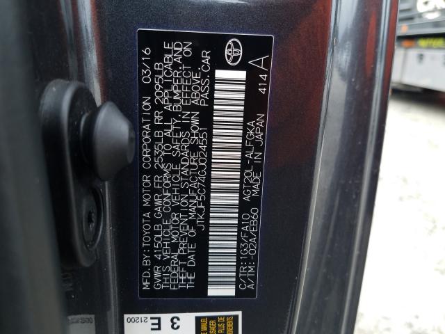 JTKJF5C74GJ024551 - 2016 TOYOTA SCION TC  ფოტო 10