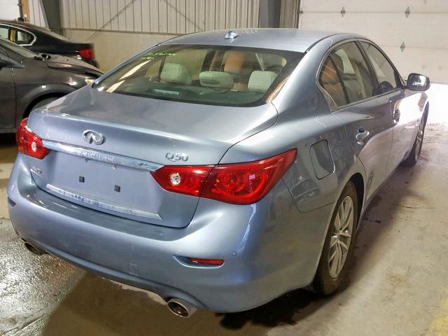 JN1BV7AR0EM687936 - 2014 INFINITI Q50 BASE BLUE photo 4