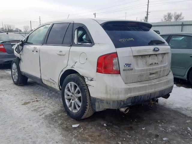 2FMDK4JC3DBC85367 - 2013 FORD EDGE SEL WHITE photo 3