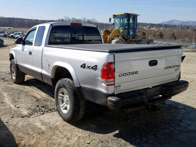 1D7HG12K54S635119 - 2004 DODGE DAKOTA SXT SILVER photo 3