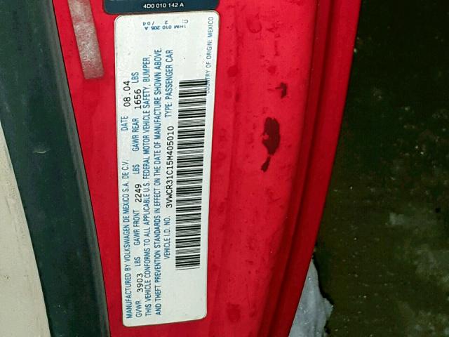 3VWCR31C15M405010 - 2005 VOLKSWAGEN NEW BEETLE Rot Foto 10