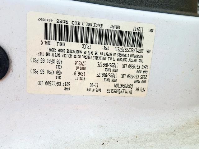 3D7ML48C77G757911 - 2007 DODGE RAM 3500 S WHITE photo 10