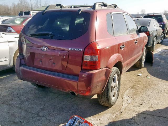 KM8JM12B45U210142 - 2005 HYUNDAI TUCSON GL BURGUNDY photo 4