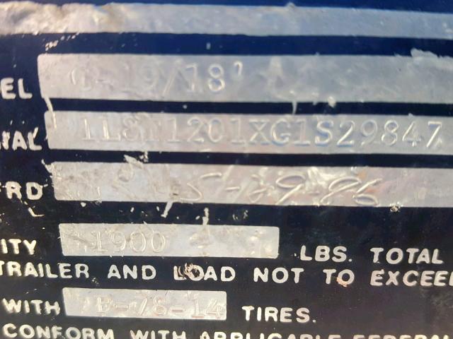 1L8T1201XG1S29847 - 1986 BOAT TRAILER BLACK photo 10