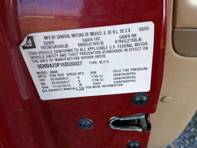 3GNDA23P16S530327 - 2006 CHEVROLET HHR LT RED photo 10