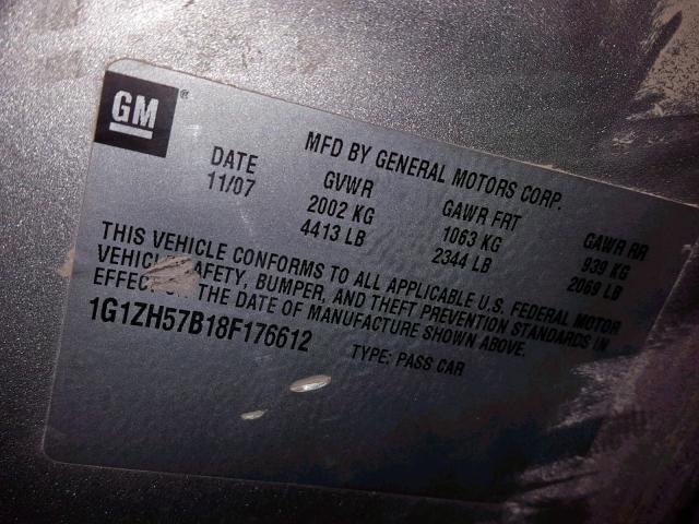 1G1ZH57B18F176612 - 2008 CHEVROLET MALIBU 1LT 银色 照片 10