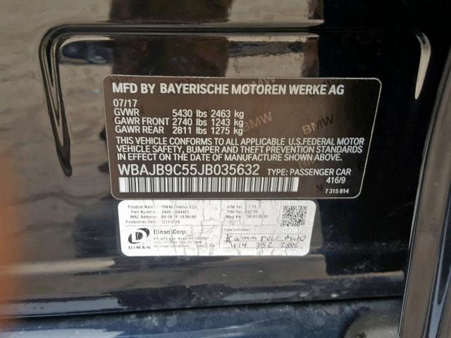 WBAJB9C55JB035632 - 2018 BMW M550XI BLUE photo 10