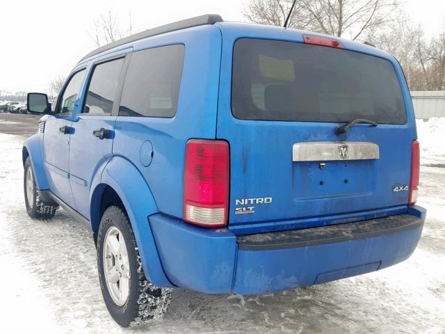 1D8GU58K38W151608 - 2008 DODGE NITRO SLT BLUE photo 3