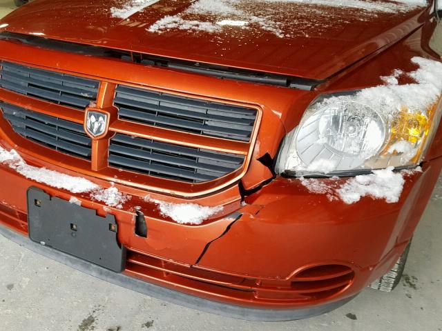 1B3HB28B77D139075 - 2007 DODGE CALIBER ORANGE photo 9