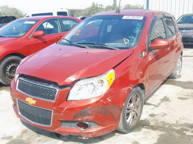 KL1TG66E59B650174 - 2009 CHEVROLET AVEO LT RED photo 2