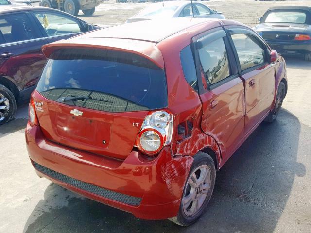 KL1TG66E59B650174 - 2009 CHEVROLET AVEO LT RED photo 4