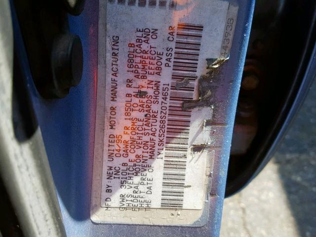 1Y1SK5268SZ074651 - 1995 GEO PRIZM BASE ლურჯი ფოტო 10