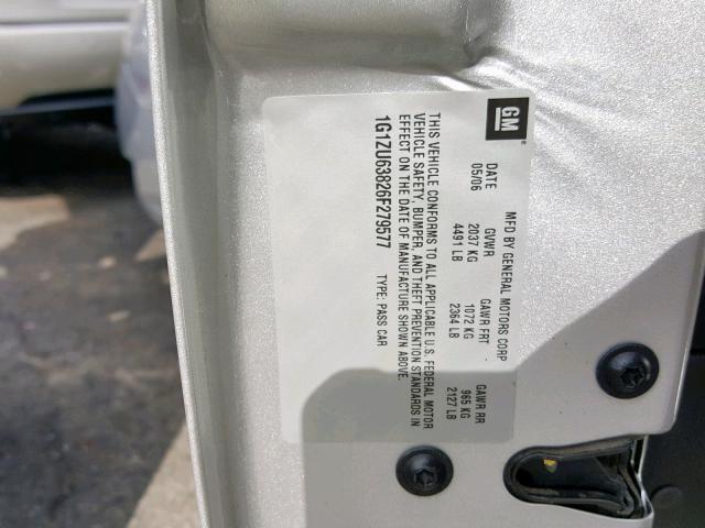 1G1ZU63826F279577 - 2006 CHEVROLET MALIBU MAX 银色 照片 10