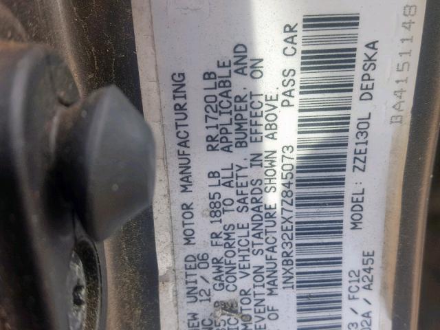 1NXBR32EX7Z845073 - 2007 TOYOTA COROLLA GRAY photo 10